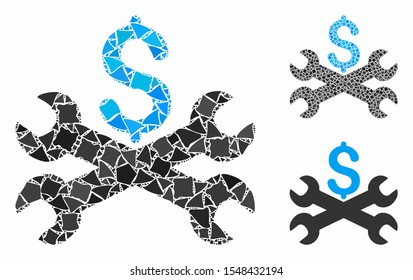 Service price composition of tremulant parts in various sizes and shades, based on service price icon. Vector tremulant pieces are organized into composition.