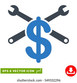 Service Price EPS vector pictogram. Illustration style is flat iconic bicolor smooth blue symbol on white background.