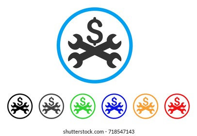 Service Price rounded icon. Style is a flat service price gray symbol inside light blue circle with black, gray, green, blue, red, orange variants. Vector designed for web and software interfaces.