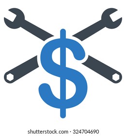 Service Price vector icon. Style is bicolor flat symbol, smooth blue colors, rounded angles, white background.