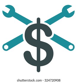 Service Price vector icon. Style is bicolor flat symbol, soft blue colors, rounded angles, white background.
