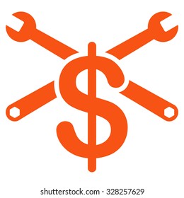 Service Price vector icon. Style is flat symbol, orange color, rounded angles, white background.