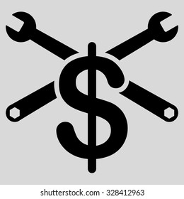 Service Price vector icon. Style is flat symbol, black color, rounded angles, light gray background.