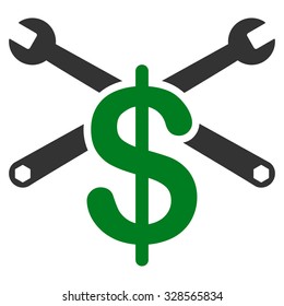 Service Price vector icon. Style is bicolor flat symbol, green and gray colors, rounded angles, white background.