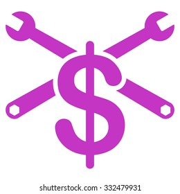 Service Price vector icon. Style is flat symbol, violet color, rounded angles, white background.