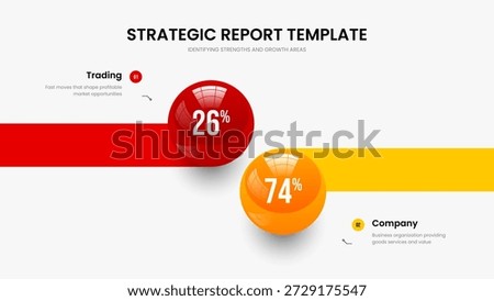 Service Profile 2 Element Infographic Slideshow Layout. Enterprise Analysis Frame Design Vector Illustration. Elegant Introduction Two Step Diagram Slide Template.