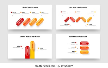 Perfil de servicio Cuatro Cinco Dos Diagrama de tres elementos Diagrama Diseño Ilustración vectorial Colección. Conjunto de Plantillas de presentación de diapositivas de infografía de opciones 4 5 2 3.