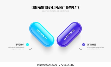 Perfil de servicio Diseño de presentación de diapositivas de diagrama de dos pasos. Ilustración vectorial de diseño de diapositivas de análisis de mercado. Plantilla de presentación de infografía de elemento de previsión empresarial 2.