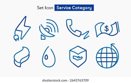 Service provider category icons. Energy sources and media facilities.