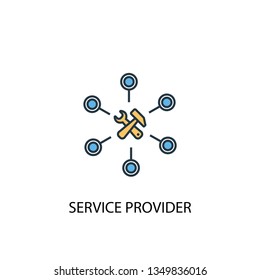 Service Provider Concept 2 Colored Line Icon. Simple Yellow And Blue Element Illustration. Service Provider Concept Outline Symbol Design