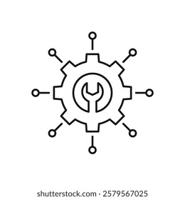 Service provider icon, line, outline vector sign, linear style pictogram isolated on white. Symbol, logo illustration