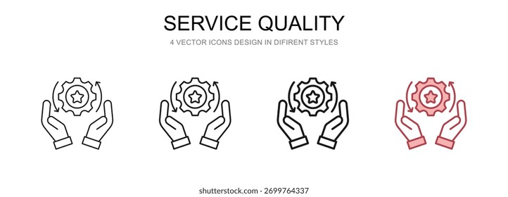 Service Quality in 4 different styles vector illustration