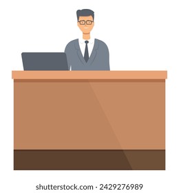 Service receptionist icon cartoon vector. Business work. Desk support