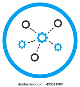 Service Relations vector bicolor icon. Image style is a flat icon symbol inside a circle, blue and gray colors, white background.