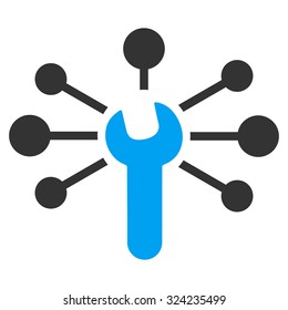 Service Relations vector icon. Style is bicolor flat symbol, blue and gray colors, rounded angles, white background.