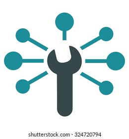 Service Relations vector icon. Style is bicolor flat symbol, soft blue colors, rounded angles, white background.