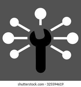 Service Relations vector icon. Style is bicolor flat symbol, black and white colors, rounded angles, gray background.