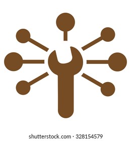 Service Relations vector icon. Style is flat symbol, brown color, rounded angles, white background.