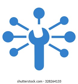 Service Relations vector icon. Style is flat symbol, cobalt color, rounded angles, white background.