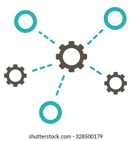 Service Relations vector icon. Style is bicolor flat symbol, grey and cyan colors, rounded angles, white background.