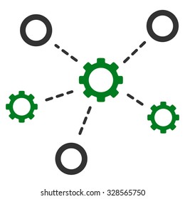 Service Relations vector icon. Style is bicolor flat symbol, green and gray colors, rounded angles, white background.