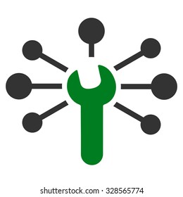 Service Relations vector icon. Style is bicolor flat symbol, green and gray colors, rounded angles, white background.