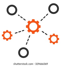 Service Relations vector icon. Style is bicolor flat symbol, orange and gray colors, rounded angles, white background.