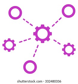 Service Relations vector icon. Style is flat symbol, violet color, rounded angles, white background.