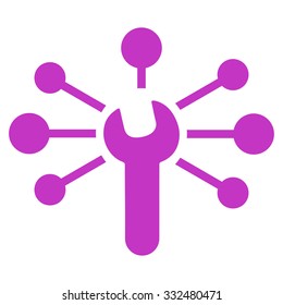 Service Relations vector icon. Style is flat symbol, violet color, rounded angles, white background.