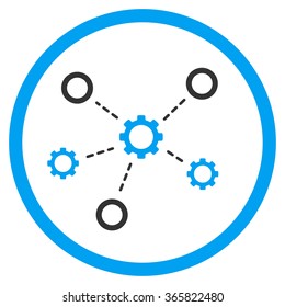 Service Relations vector icon. Style is bicolor flat circled symbol, blue and gray colors, rounded angles, white background.