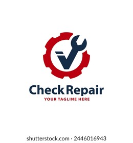 Service repair check and gear logo design inspiration