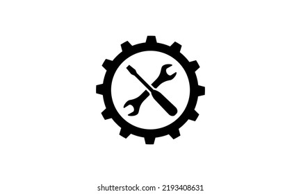 service and repair. gear, wrench, screwdriver. Logo, Design Element Vector, simple illustration concept, symbol isolated