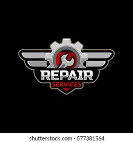 Service Repair logo icon emblem vector design.