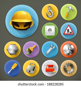 Service And Repair, Long Shadow Icon Set