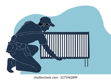 Service for repair and maintenance of air conditioners. Vector illustration in a flat style