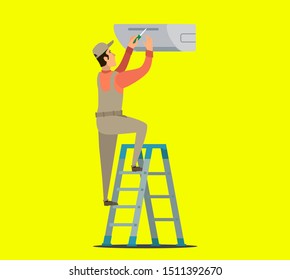Service for repair and maintenance of air conditioners.Vector illustration.