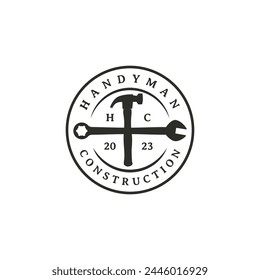 service repair stamp logo design handyman and build maintenance vector illustration
