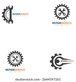 service repair tools logo template vector