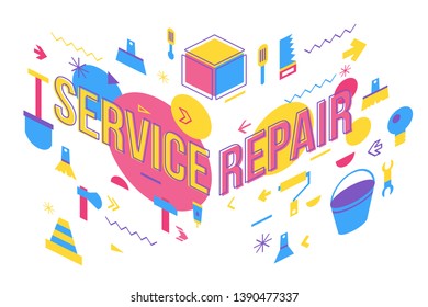 Service repair word concept banner design