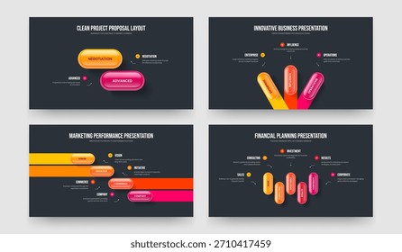 Informe de servicio 2 3 4 5 Paquete de diseño de presentación de diapositivas de diagrama de opciones. Conjunto de Ilustración vectorial de diseño de marco de infografía de tres cuatro y cinco pasos.