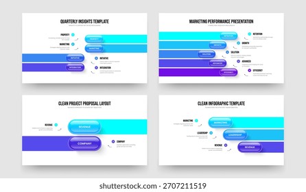 Service Report 4 5 2 3 Element Diagram Presentation Layout Bundle. Advertising Visualization Four Five Two Three Option Infographic Slideshow Design Vector Illustration Collection.