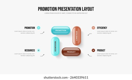 Service Report 4 Element Infographic Presentation Design. Professional Showcase Four Step Diagram Frame Template. Product Introduction Slideshow Layout Vector Illustration.