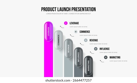5 Elemento Infográfico Apresentação Layout. Modelo de Apresentação de Slides de Diagrama de Opções do Enterprise Portfolio Five. Ilustração de vetor de design de quadro de visão digital.