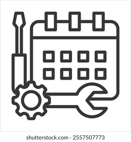 Service Schedule Outline Icon Vector Illustration