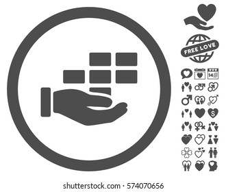 Service Schedule pictograph with bonus lovely clip art. Vector illustration style is flat rounded iconic gray symbols on white background.