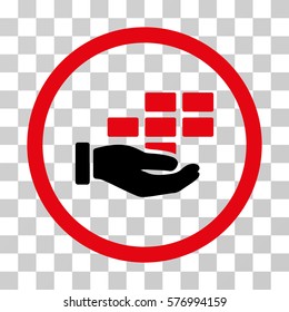 Service Schedule rounded icon. Vector bicolor illustration style is a flat iconic symbol inside a circle, intensive red and black colors, transparent background.