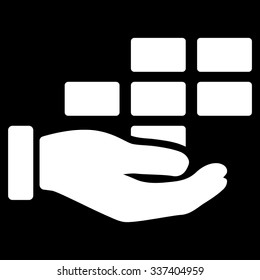Service Schedule vector icon. Style is flat symbol, white color, rounded angles, black background.