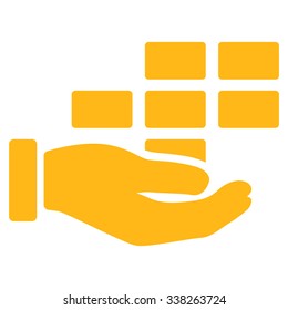 Service Schedule vector icon. Style is flat symbol, yellow color, rounded angles, white background.