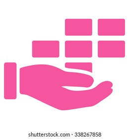 Service Schedule vector icon. Style is flat symbol, pink color, rounded angles, white background.