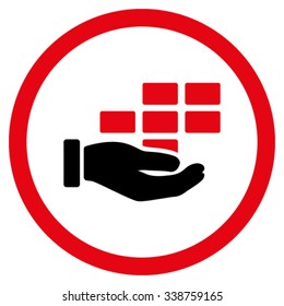 Service Schedule vector icon. Style is bicolor flat rounded symbol, intensive red and black colors, rounded angles, white background.